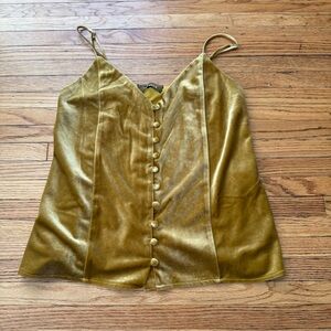 NWT 4SI3NNA Mustard Gold Velvet Button Front